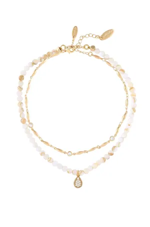 Beachcomber 18k Gold Plated Anklet Set with Shell Beads