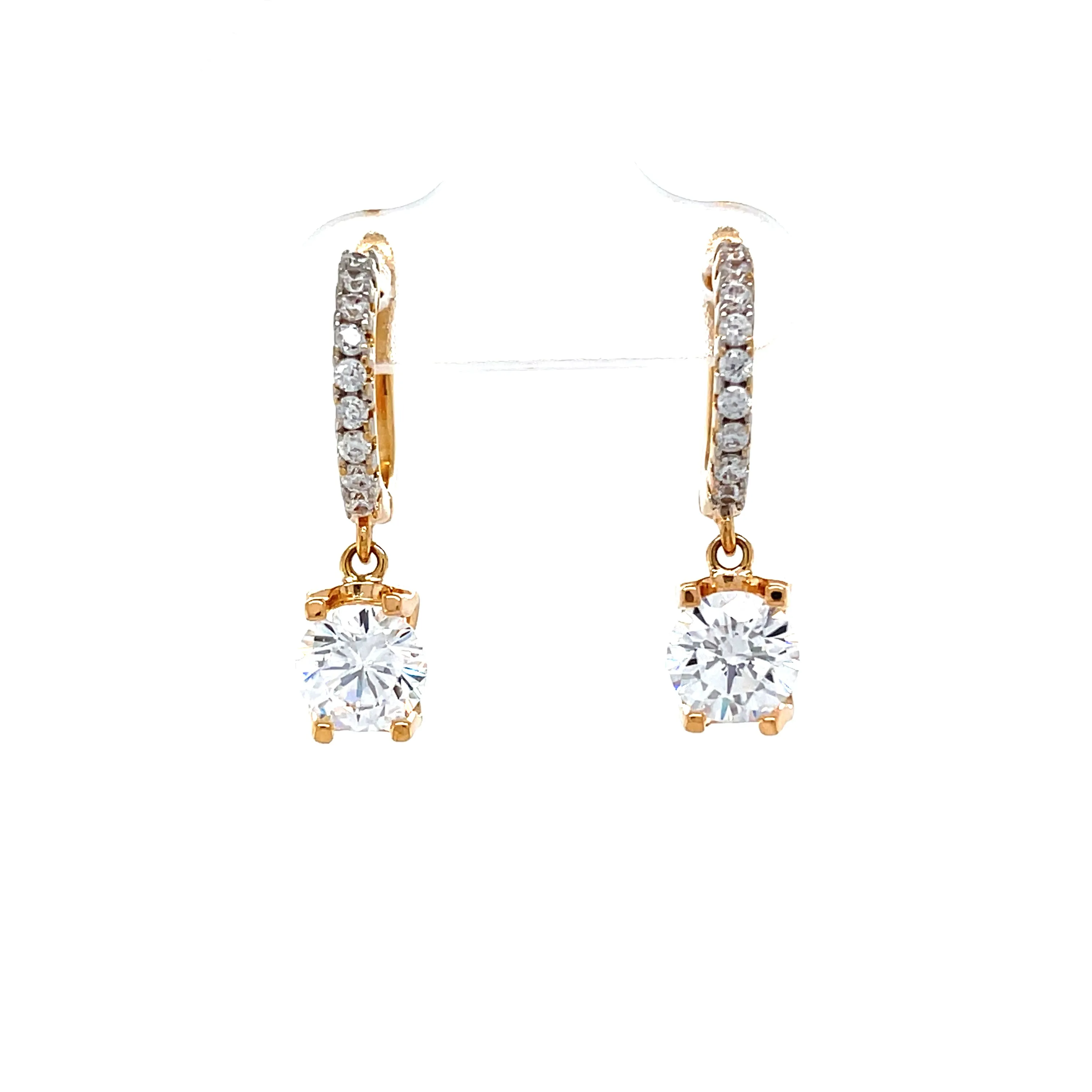 Beautiful Drop Zirconia Stone Huggie earrings Rose gold filled