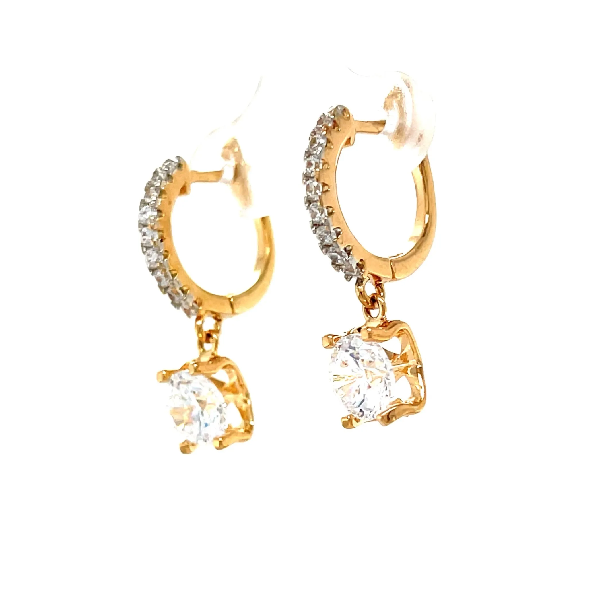 Beautiful Drop Zirconia Stone Huggie earrings Rose gold filled