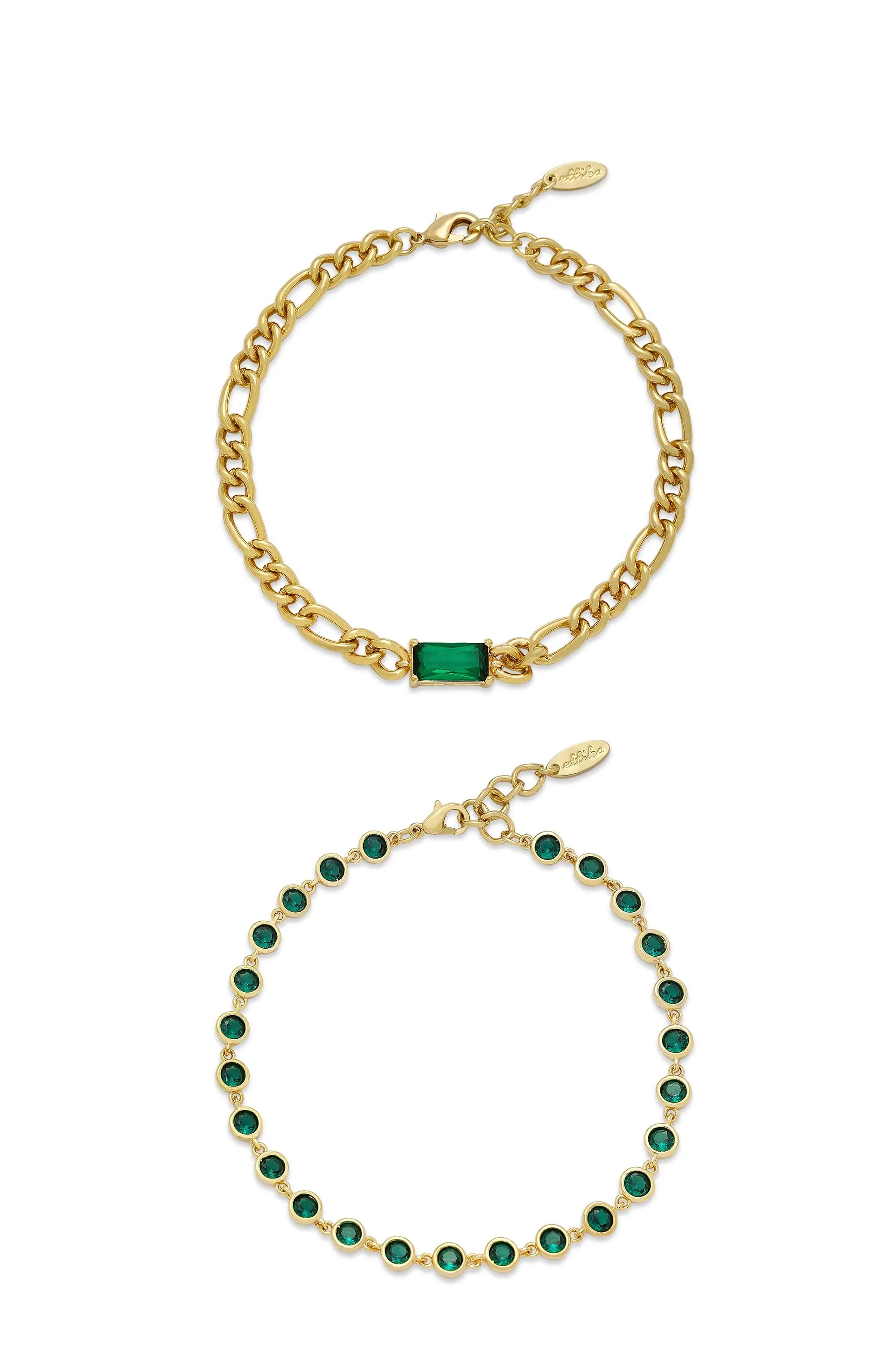 Bejeweled Emerald Anklet Set