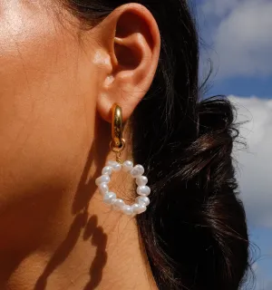 Big Pearl Hoops Earrings