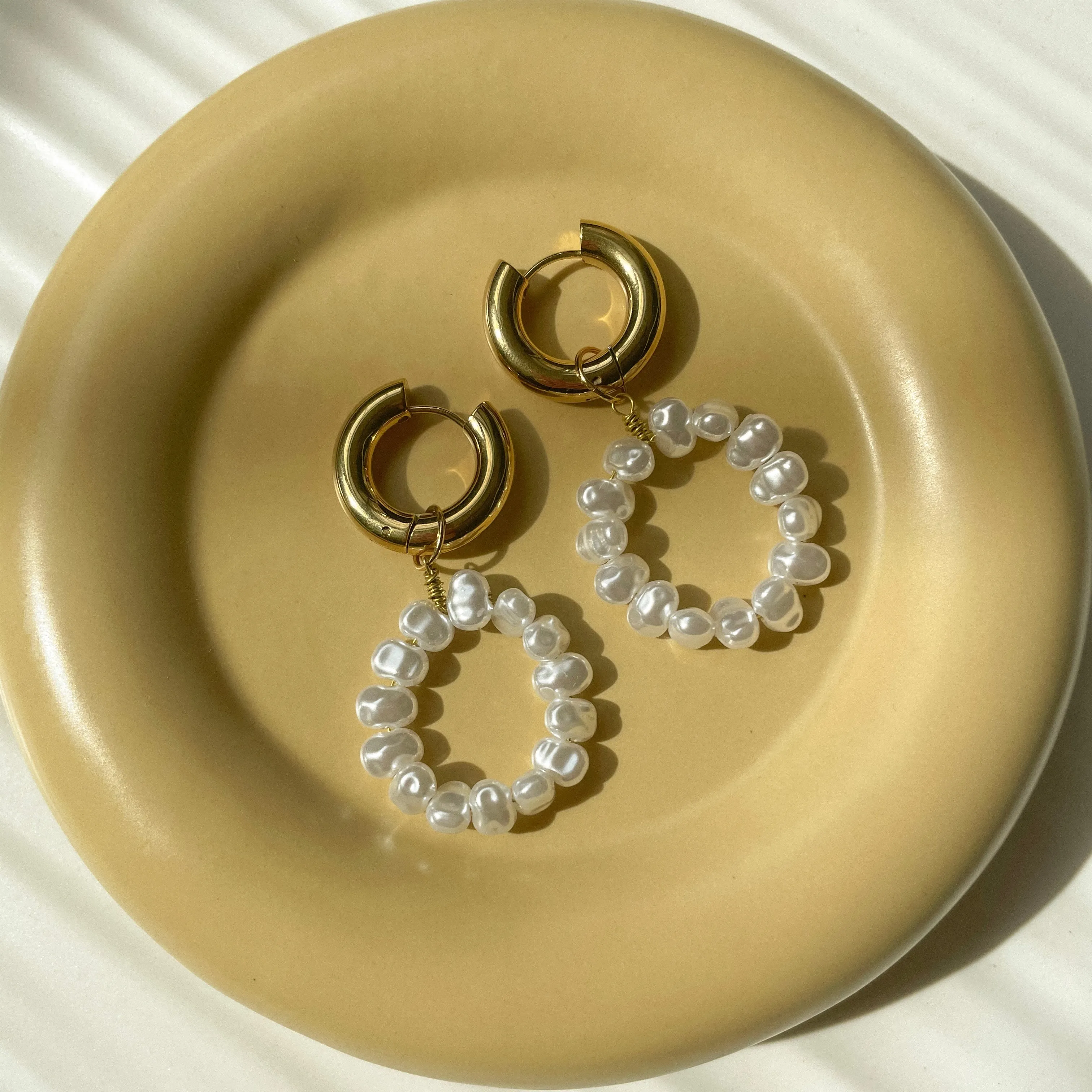 Big Pearl Hoops Earrings