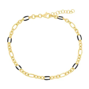 Black Enamel Curblink Anklet