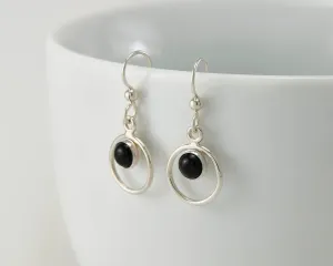 Black Onyx Hoop Earrings