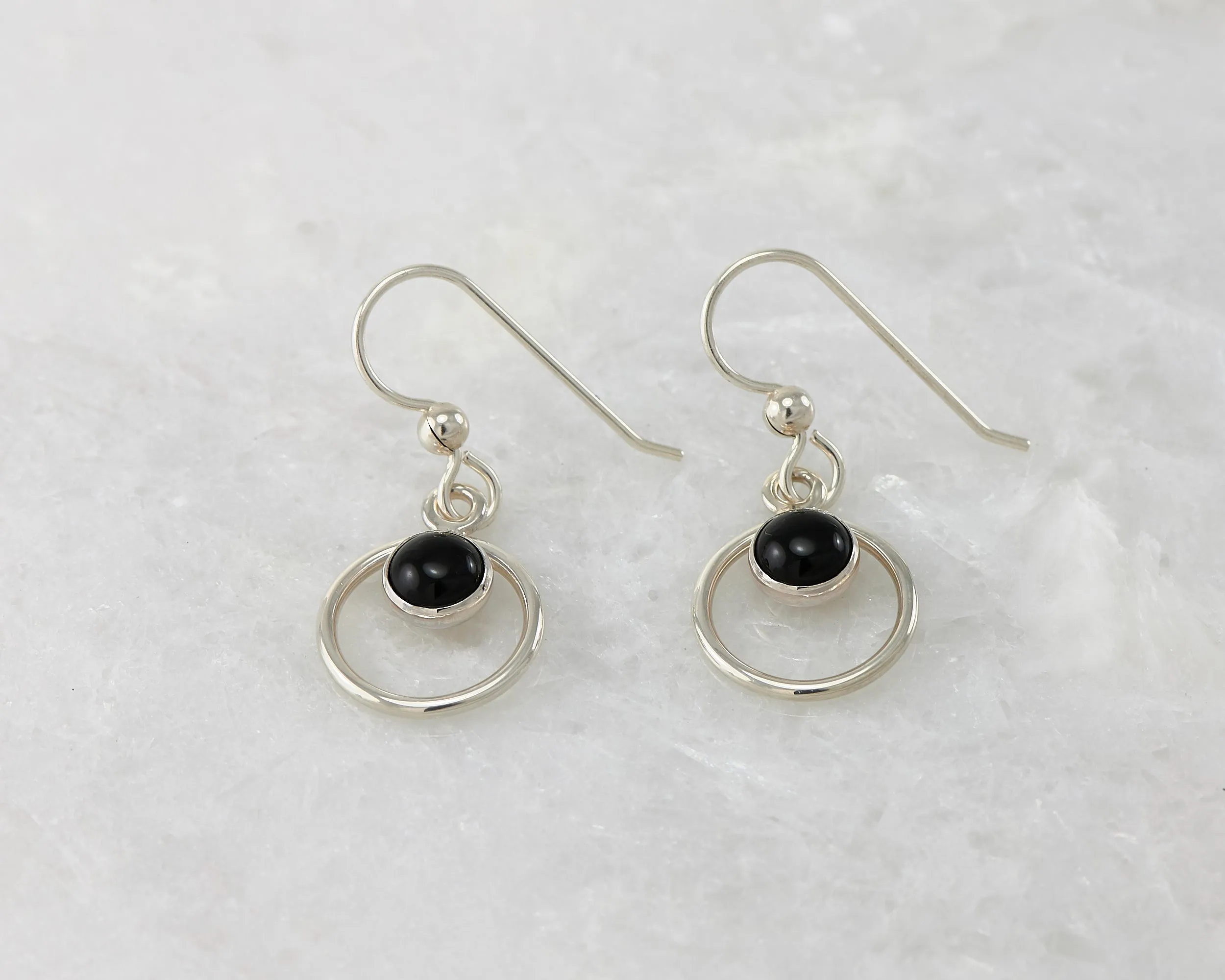 Black Onyx Hoop Earrings