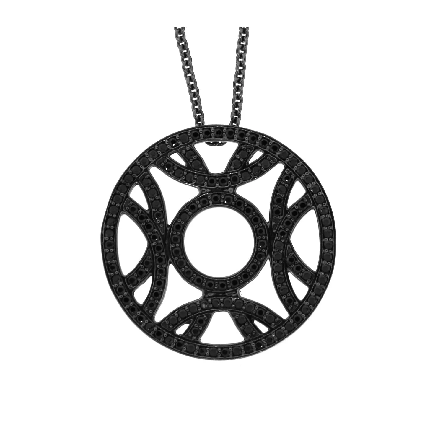 Blackened 18k White Gold Black Diamond Pendant Crossings