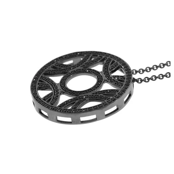 Blackened 18k White Gold Black Diamond Pendant Crossings