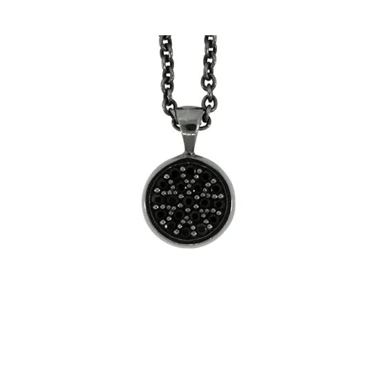 Blackened 18k White Gold Black Diamond Pendant Redondo