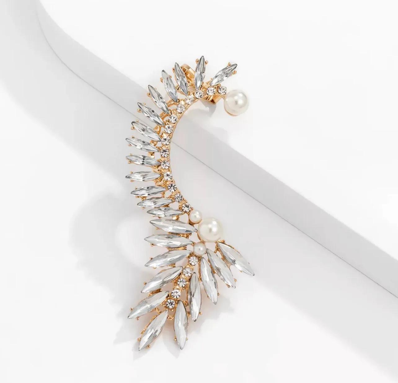 Bling Ear Cuff with Cristals, CZ Embellishment and Pearls 250-04 | Erika Williner Designs