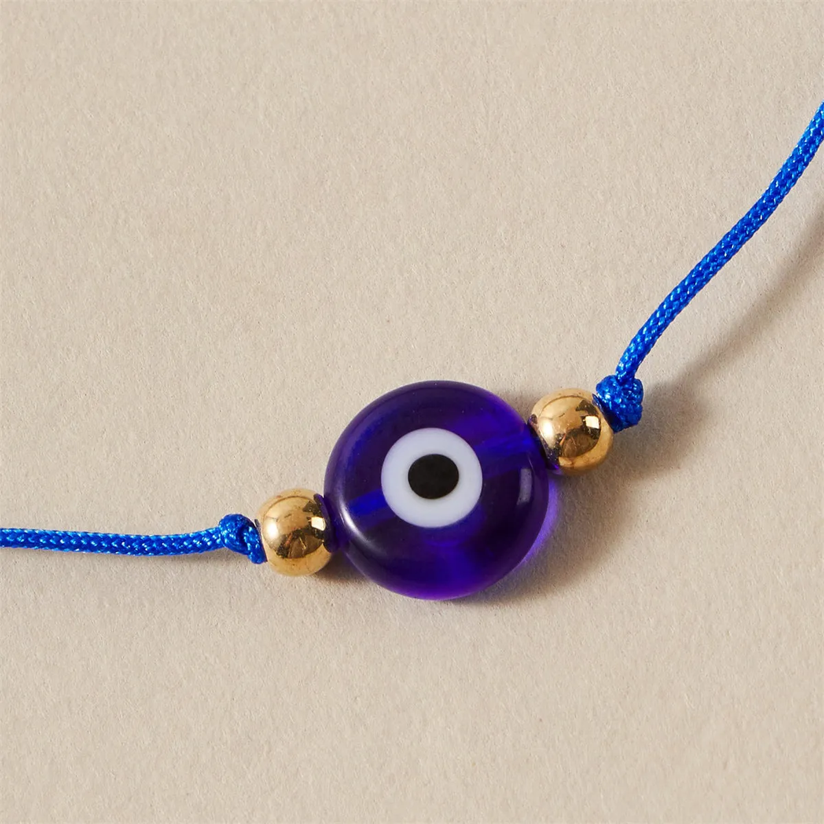 Blue & 18K Gold-Plated Eye Charm Anklet