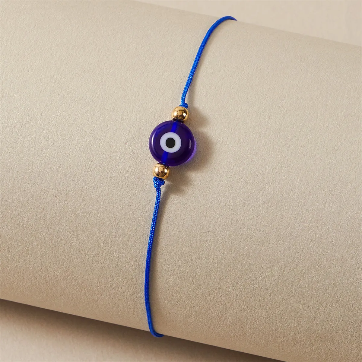 Blue & 18K Gold-Plated Eye Charm Anklet