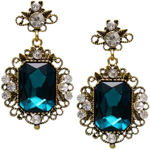 Blue Elegant Large Gemstone Post Earrings