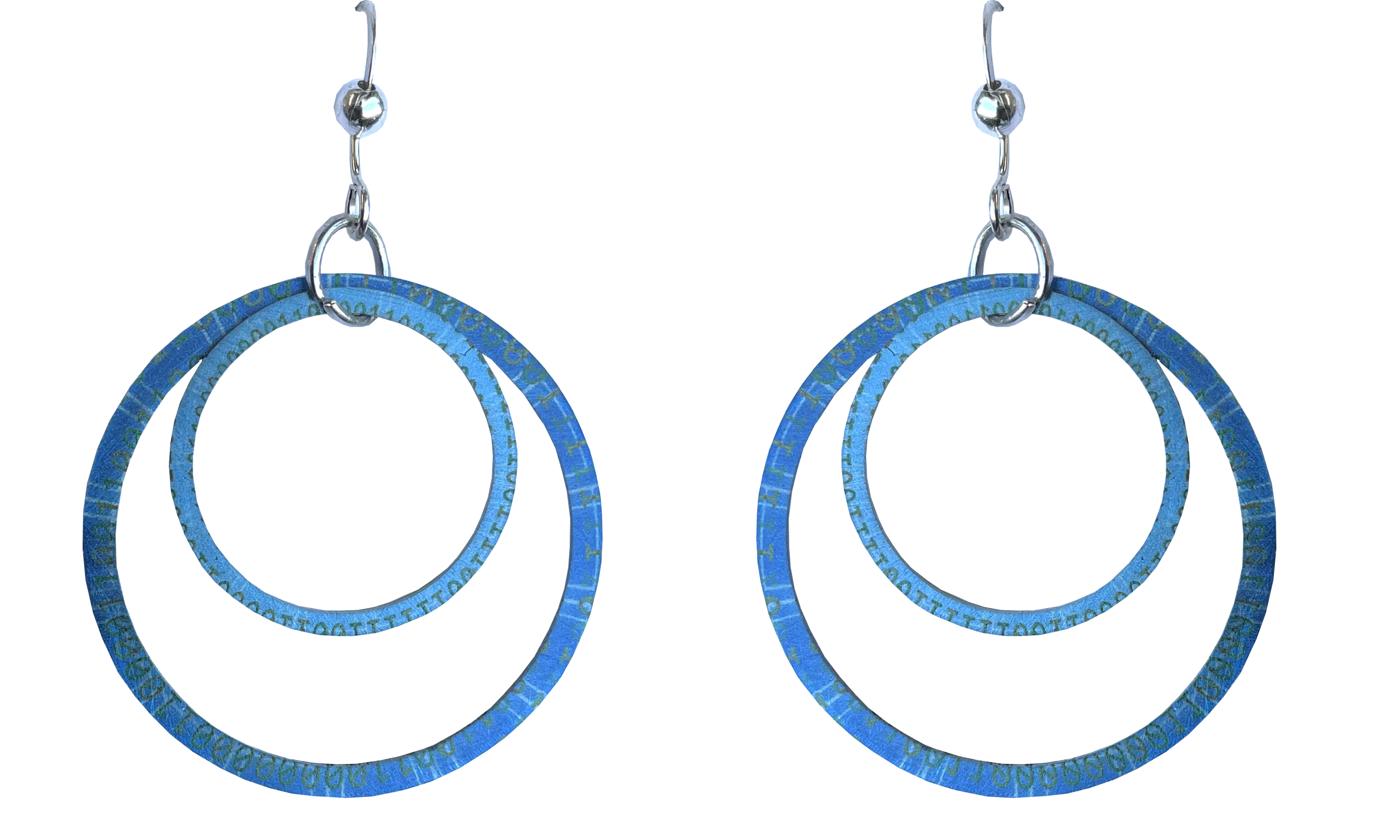 Blue Matrix Hoop Earrings by d'ears, sterling silver earwires