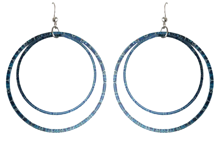 Blue Matrix Hoop Earrings by d'ears, sterling silver earwires
