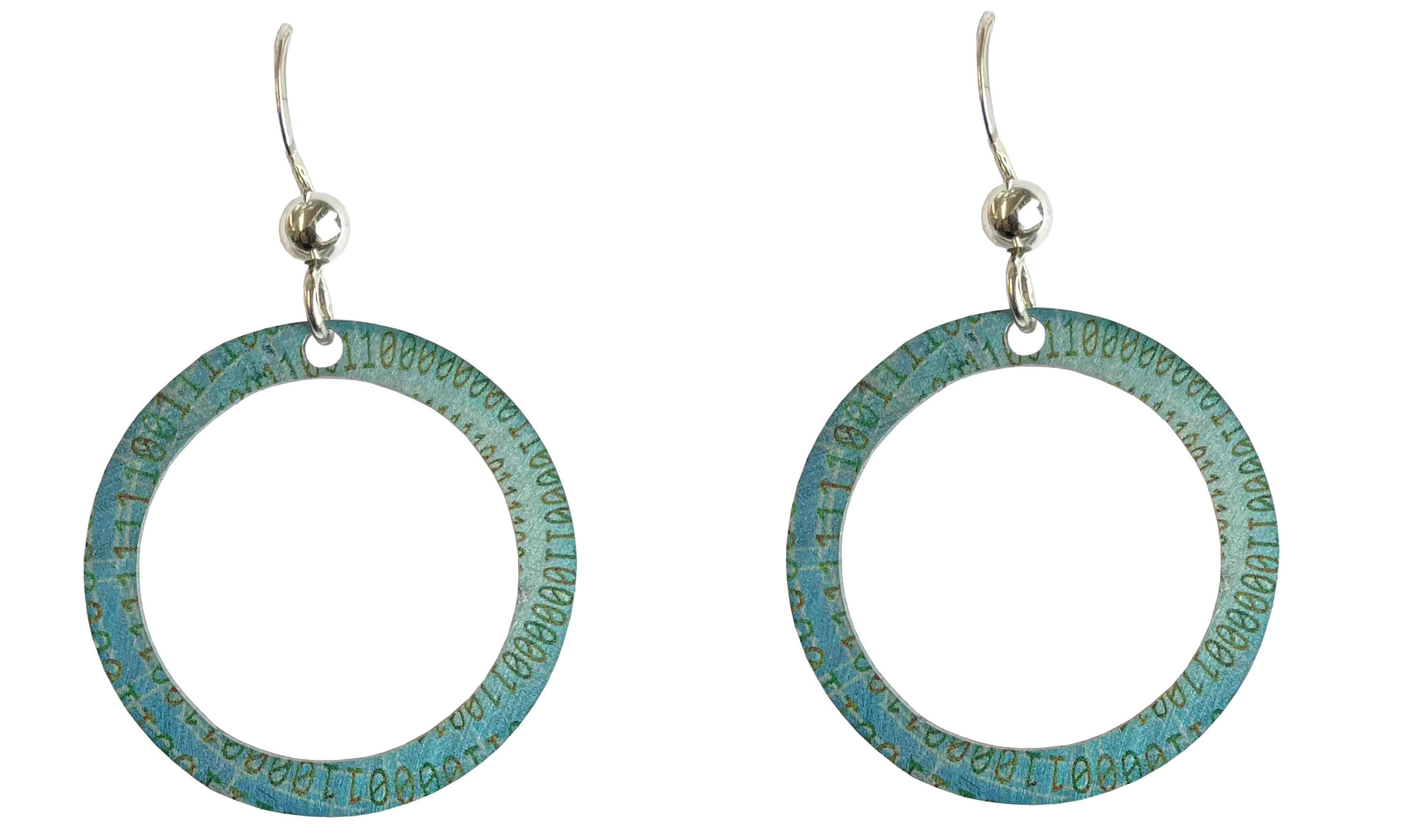 Blue Matrix Hoop Earrings by d'ears, sterling silver earwires
