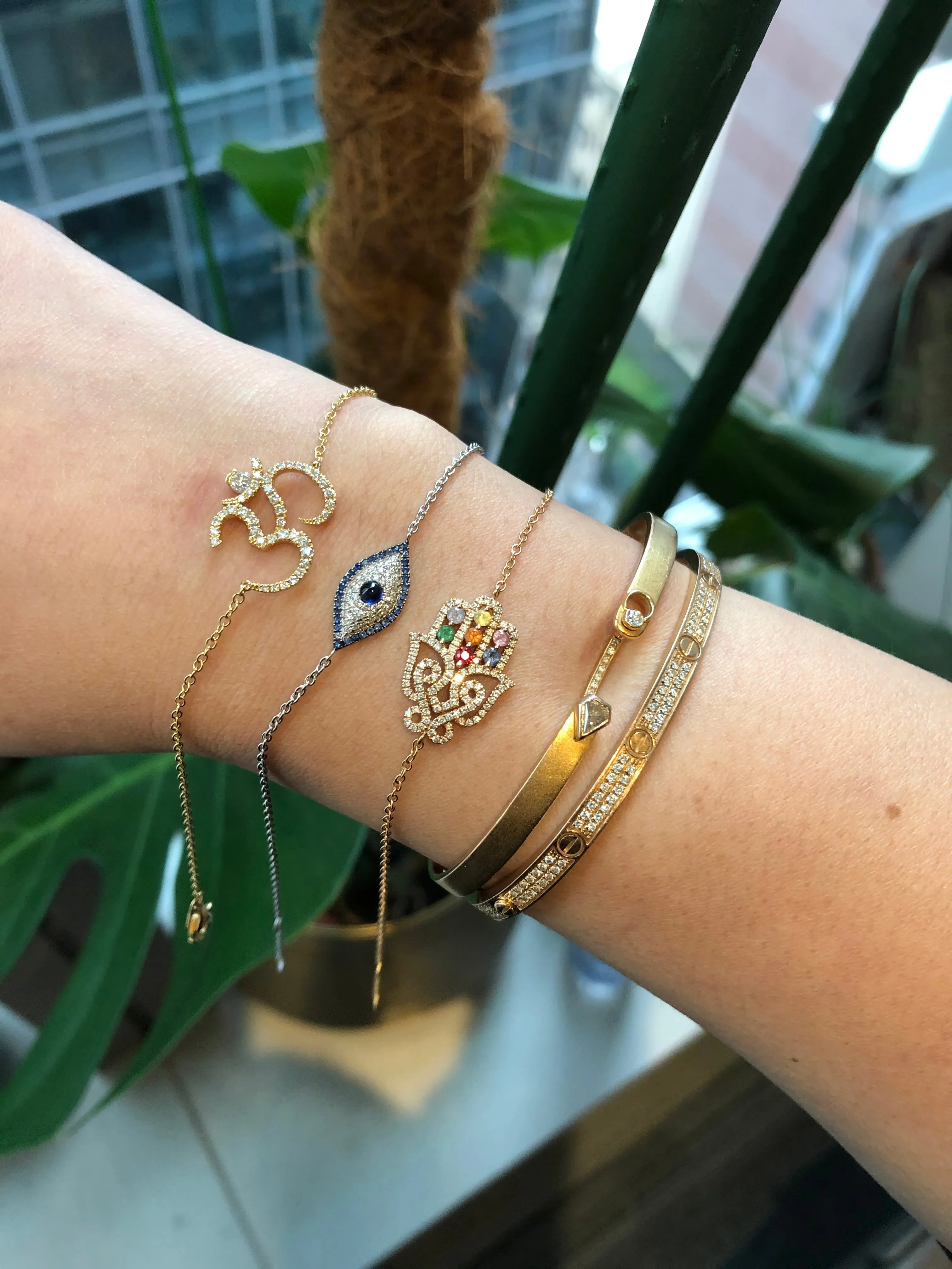 Blue Sapphire & Diamond Evil Eye Bracelet