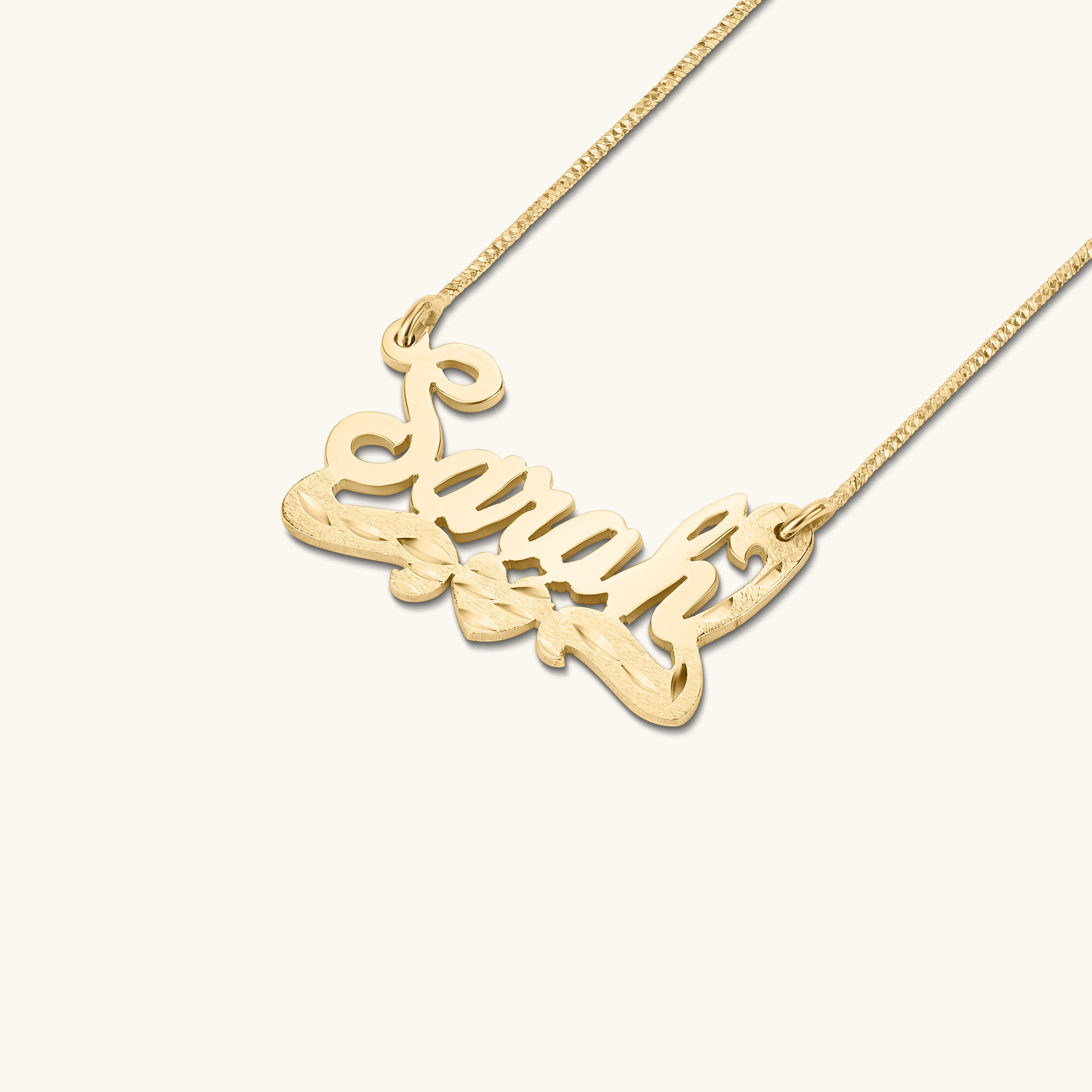 Bodega Center Heart Script Nameplate Necklace