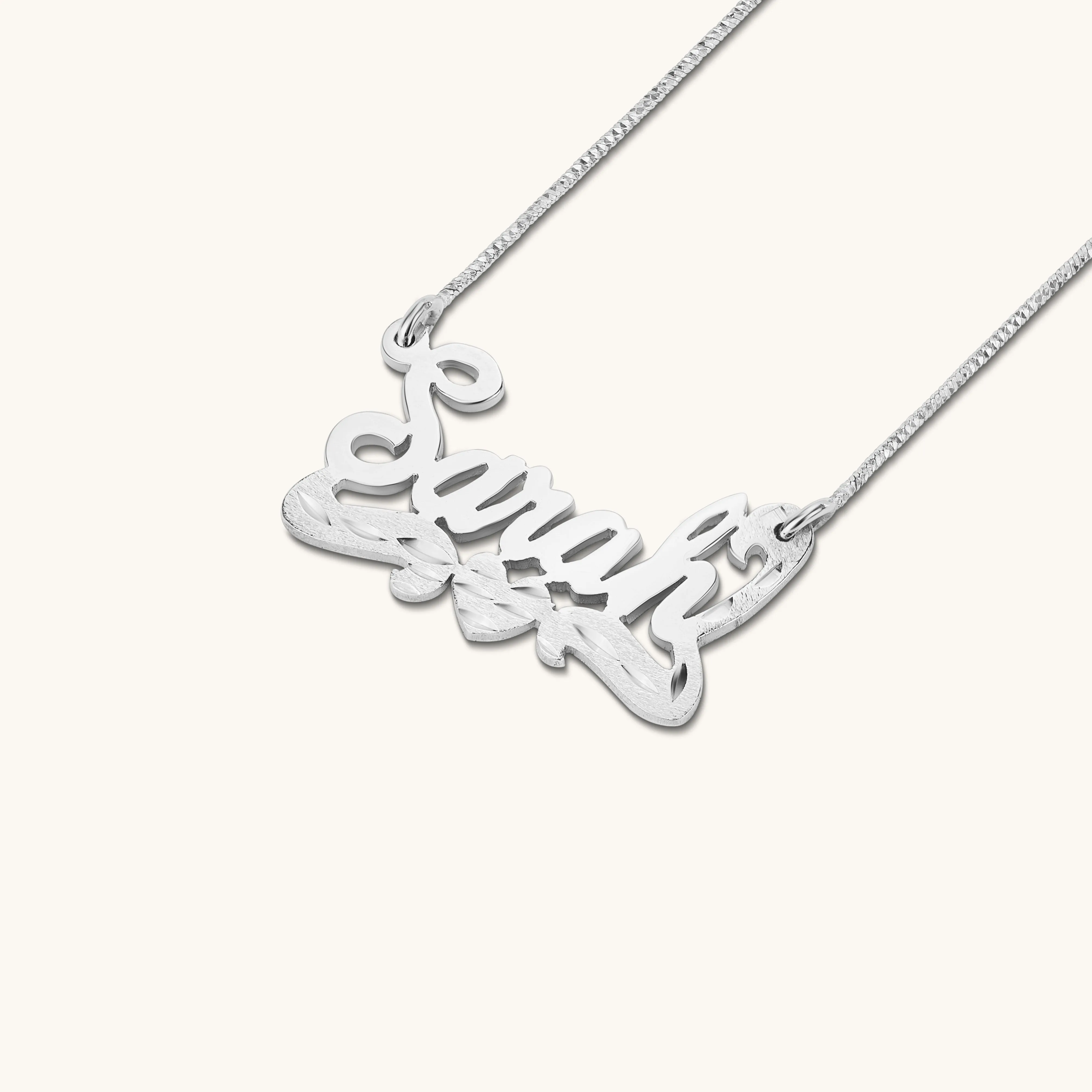Bodega Center Heart Script Nameplate Necklace
