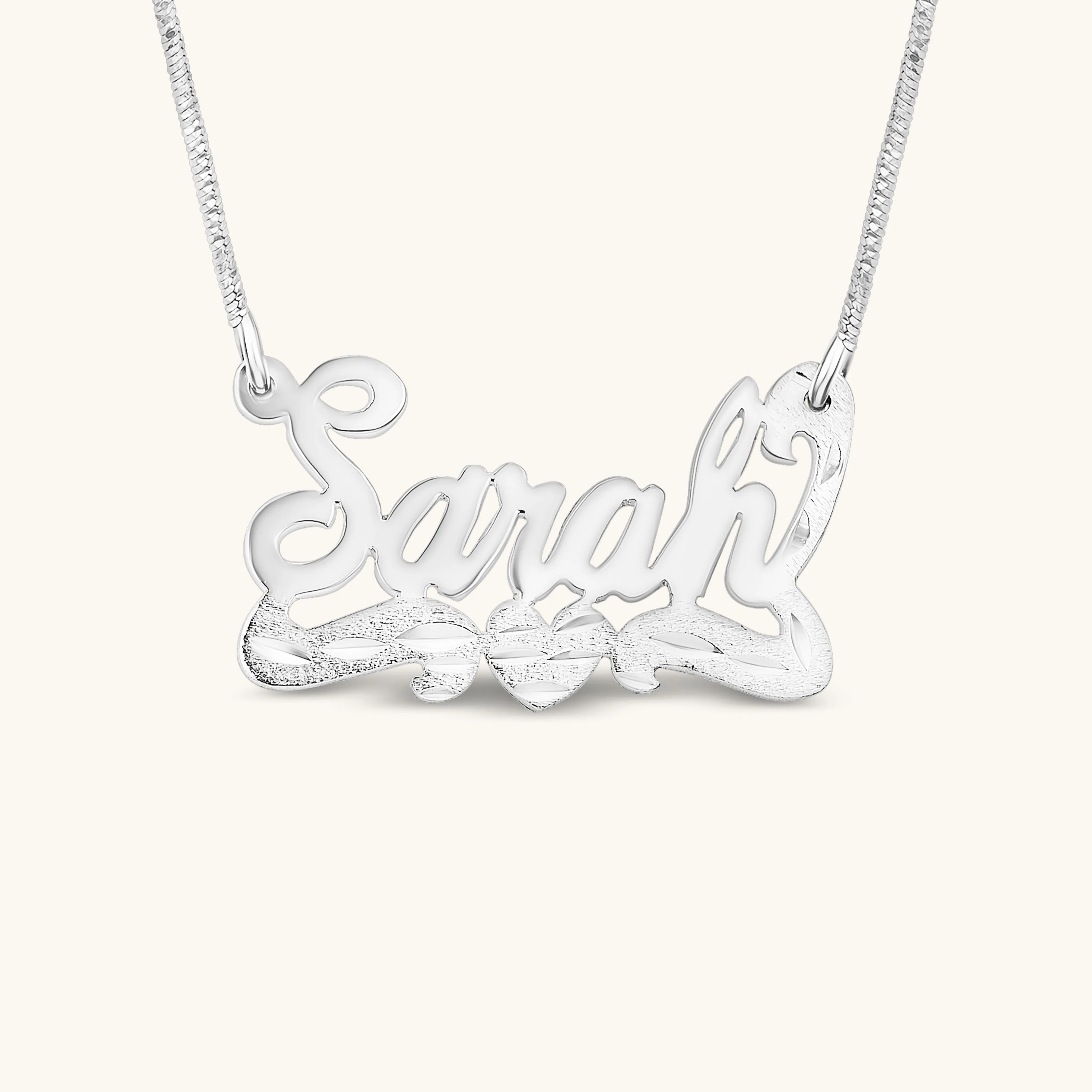 Bodega Center Heart Script Nameplate Necklace