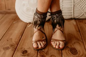 Bohemian Summer Festival Leather Sandal Ankle Wraps