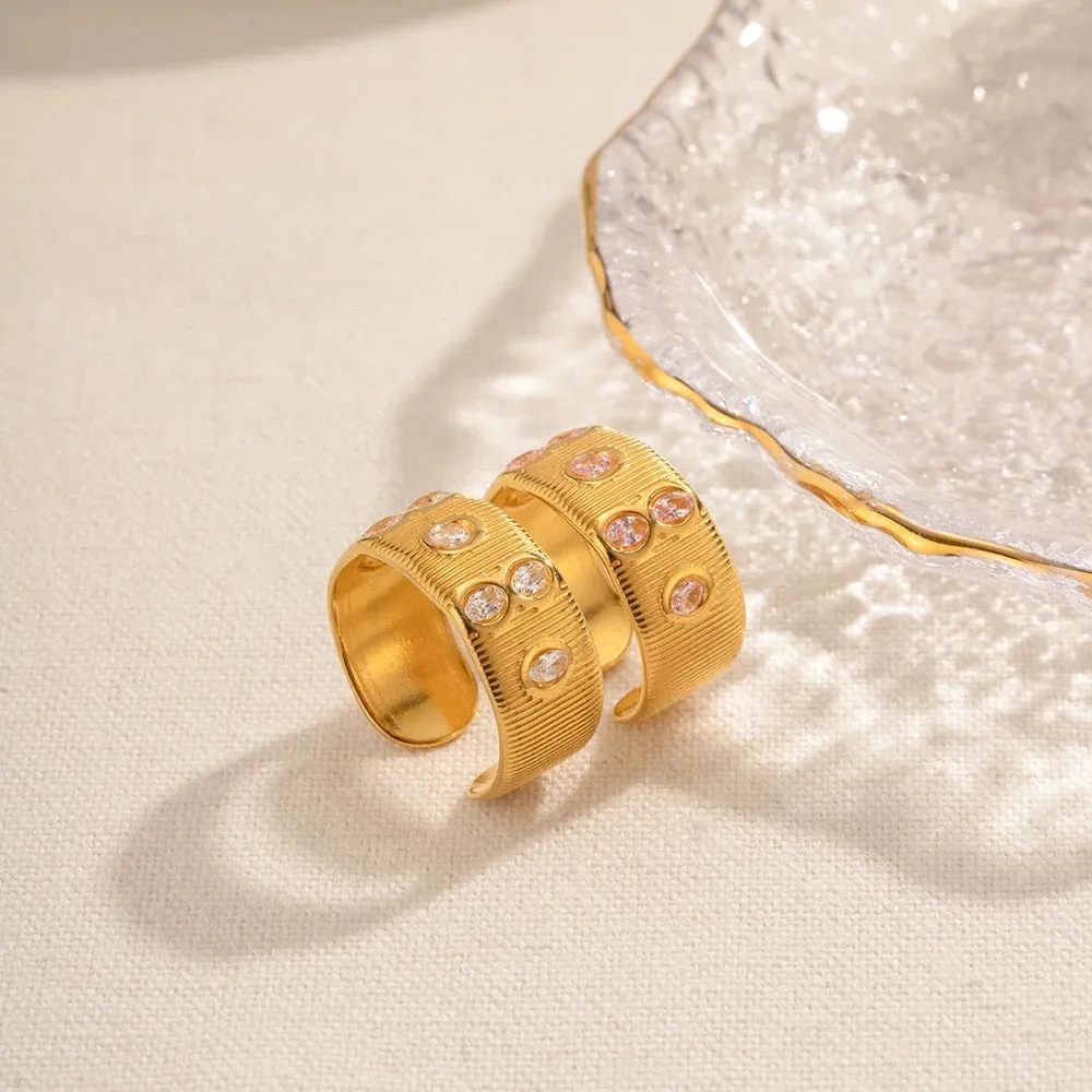 Boho & Mala 18k Gold Ring (adjustable) Pink
