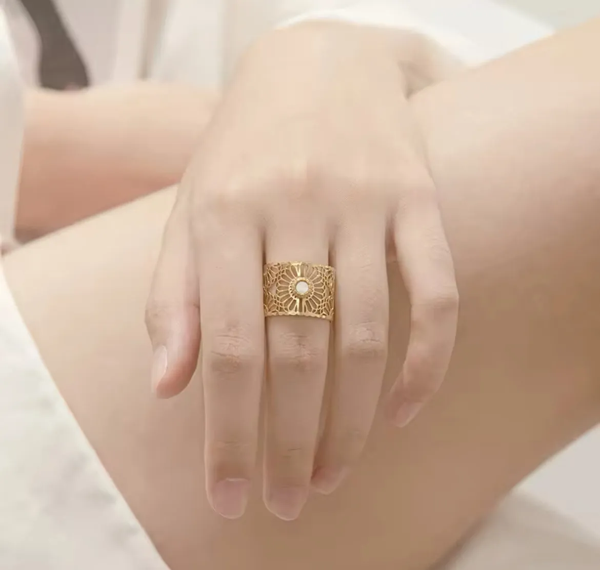 Boho & Mala 18k Gold Ring Stainless Steel (adjustable)