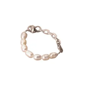 Boho & Mala Beaded Pearl Sterling Silver Ring R1078