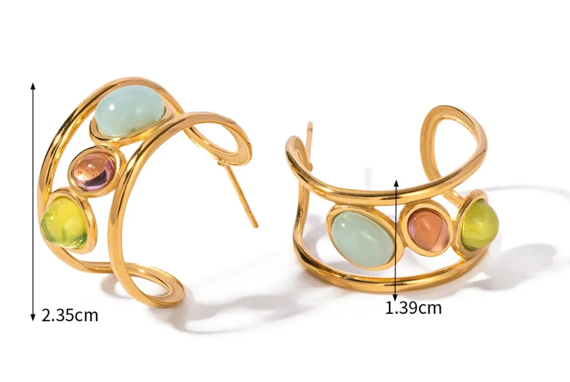 Boho & Mala Stainless Steel Gold Plated Stud Earrings