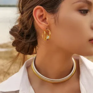Boho & Mala Stainless Steel Gold Plated Stud Earrings