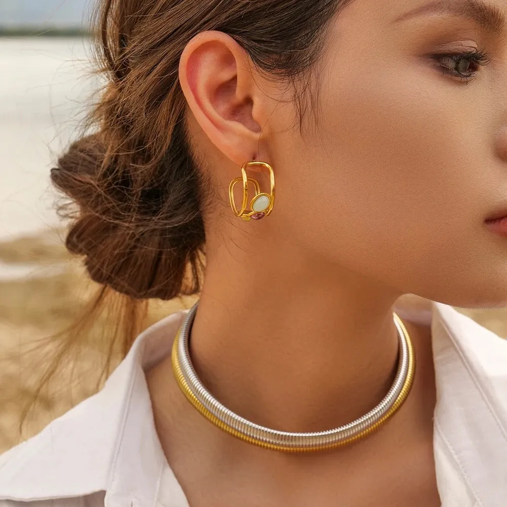 Boho & Mala Stainless Steel Gold Plated Stud Earrings