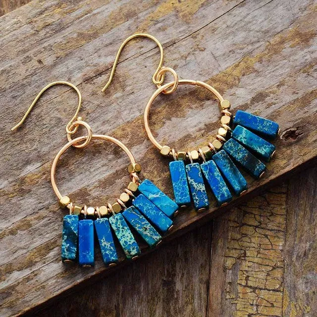 Boho Dangle Drop Stone Earrings