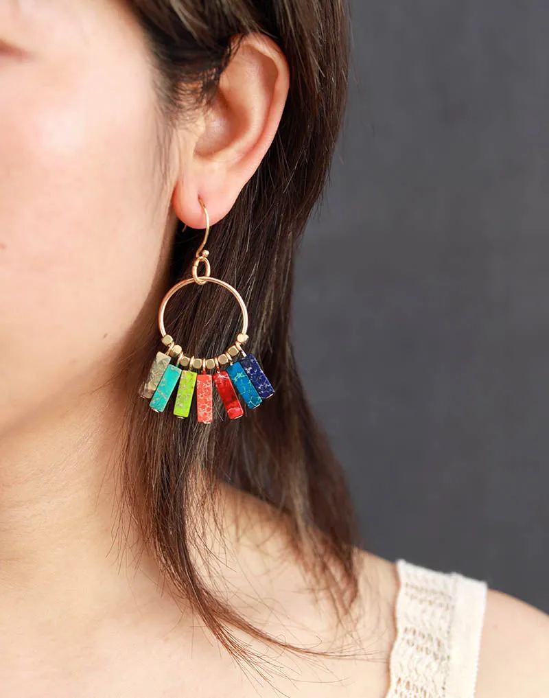 Boho Dangle Drop Stone Earrings