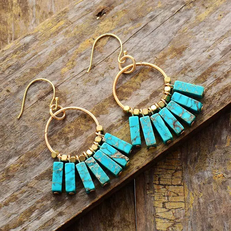 Boho Dangle Drop Stone Earrings