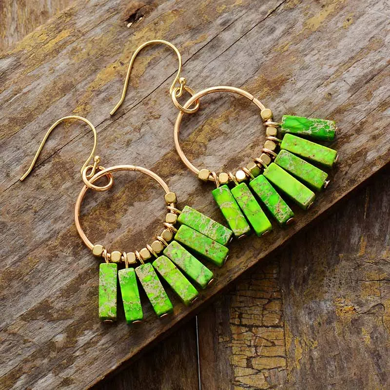 Boho Dangle Drop Stone Earrings