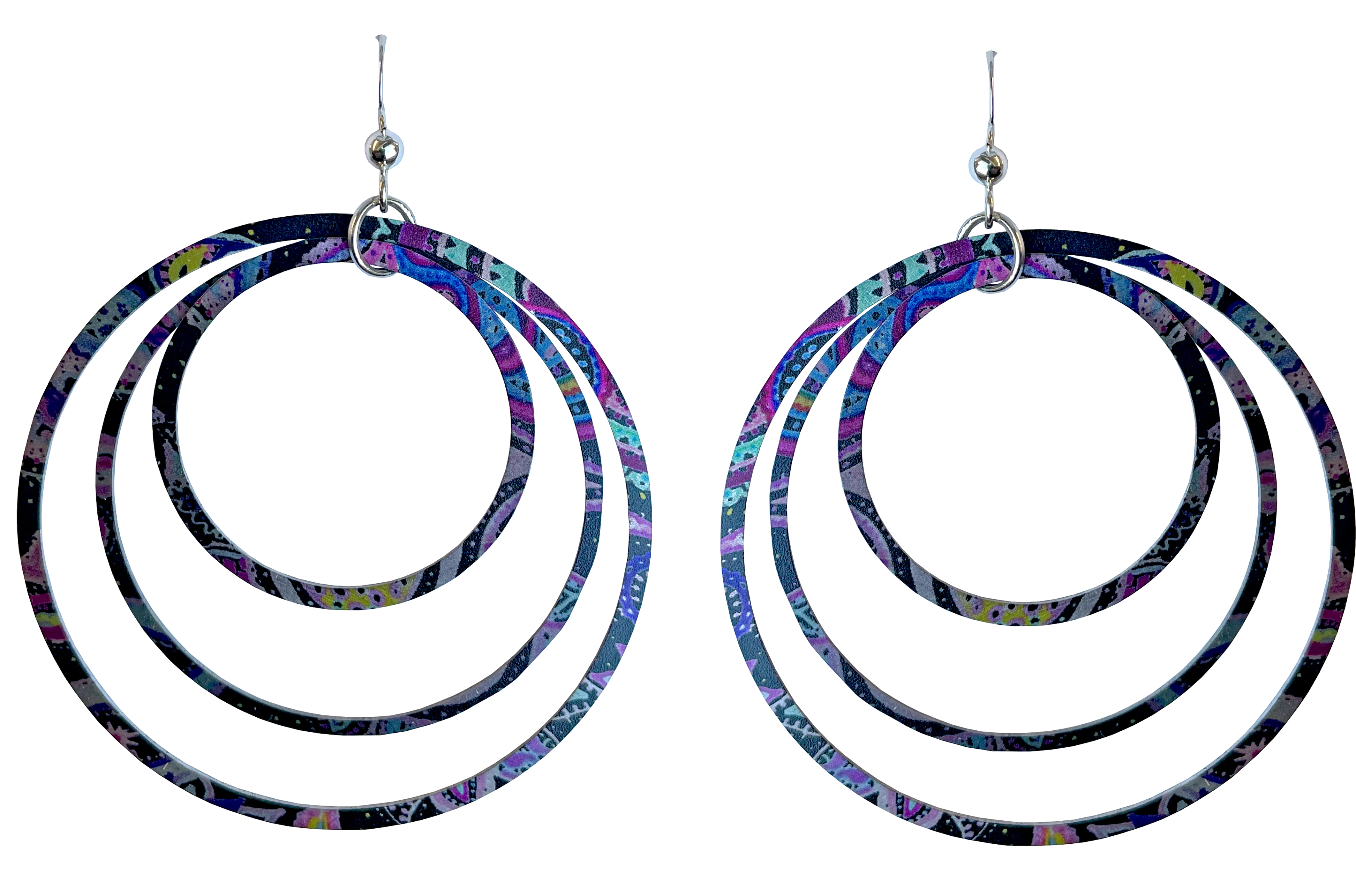 Boho Paisley Hoop Earrings by d'ears, sterling silver earwires