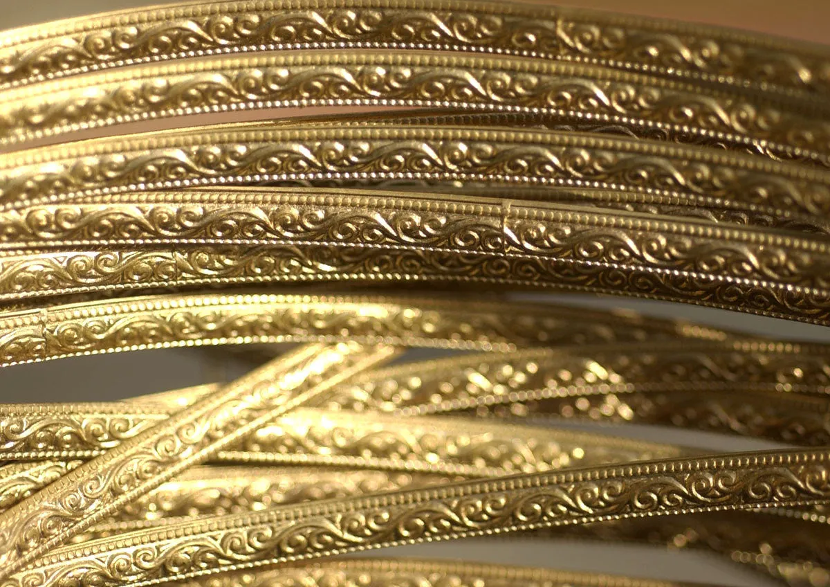 Bronze Ring Wire Patterned Shank 5.8mm Flourish Vine Texture