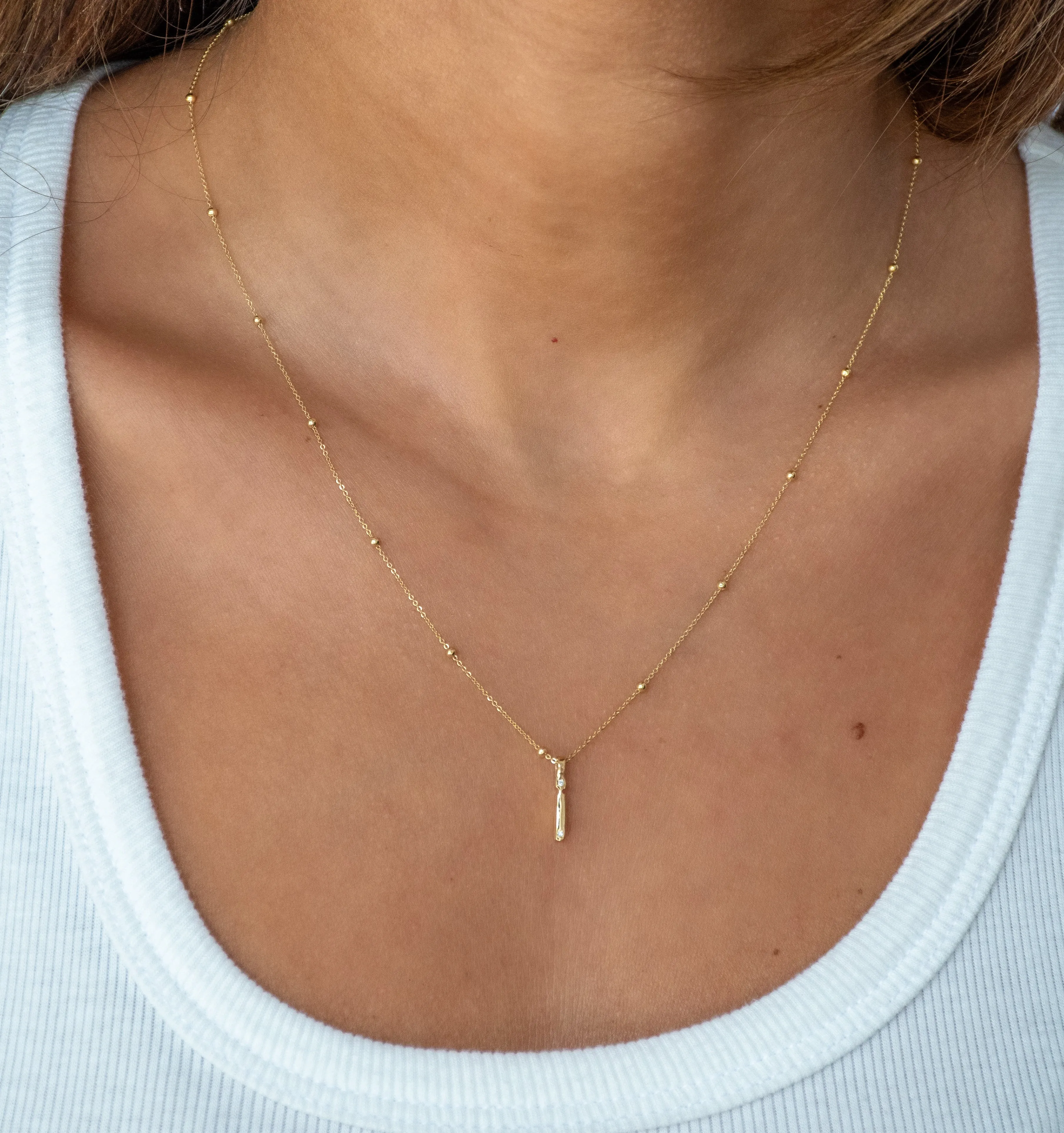 Bubble Diamond Initial Pendant
