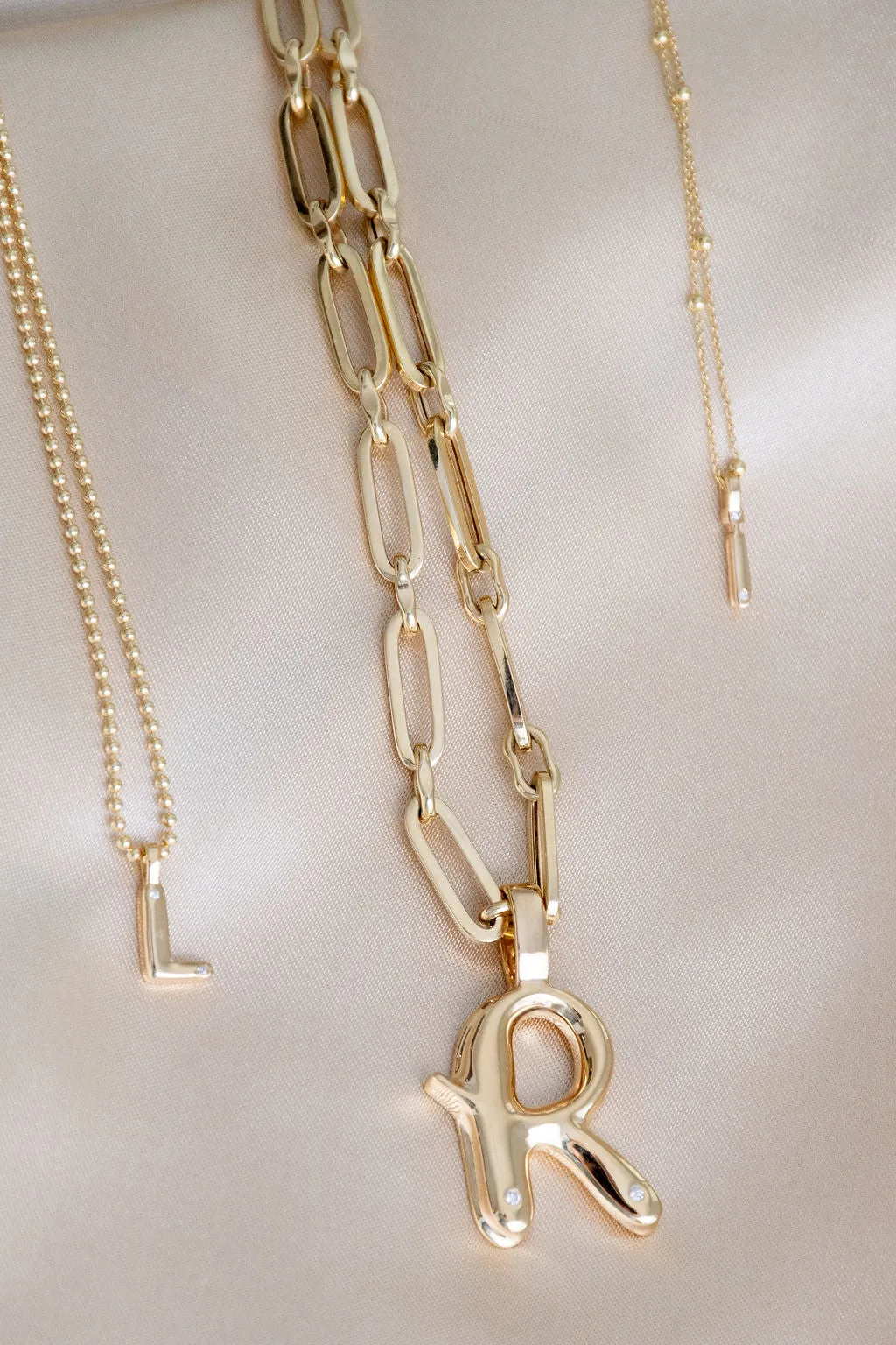 Bubble Diamond Initial Pendant