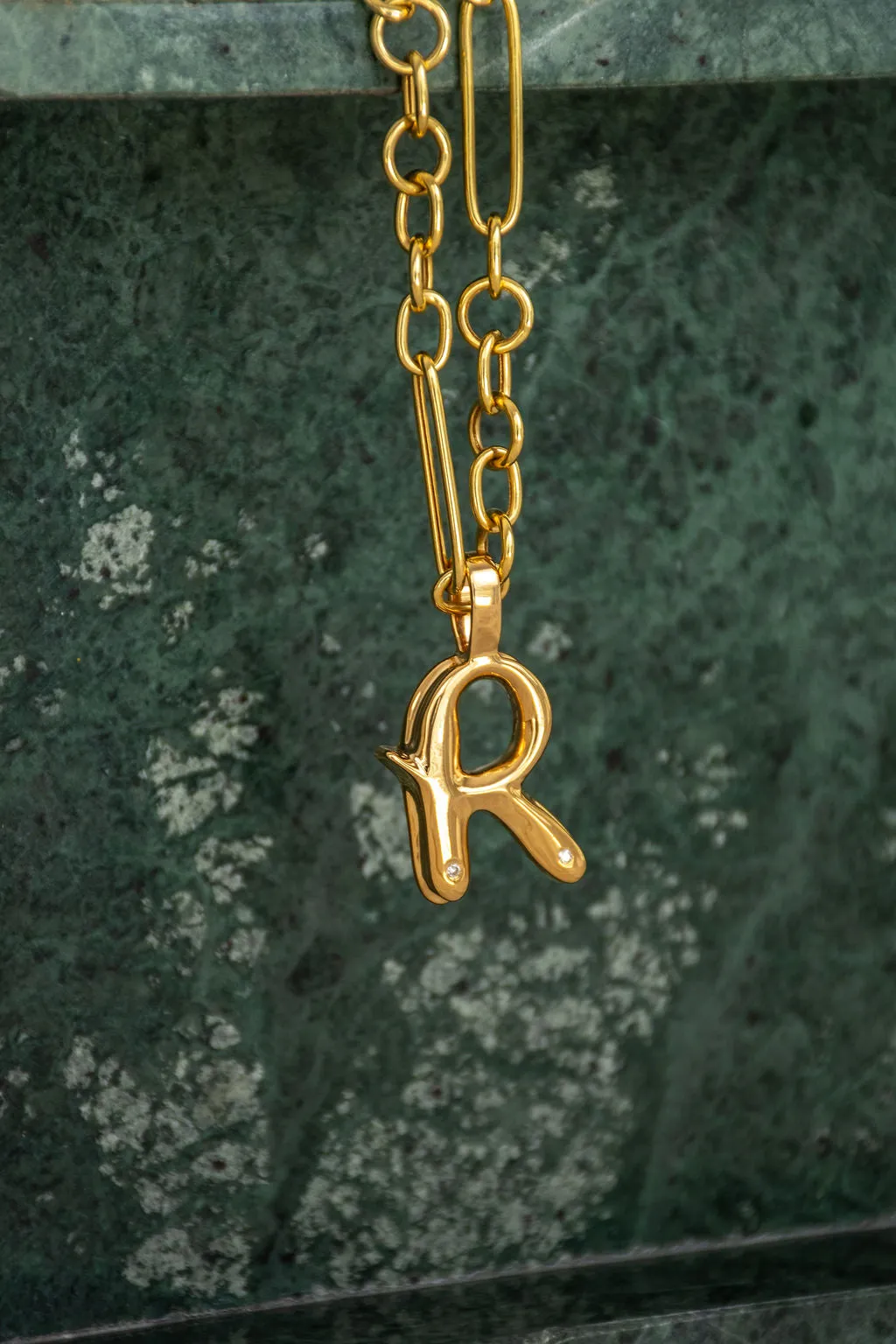 Bubble Diamond Initial Pendant