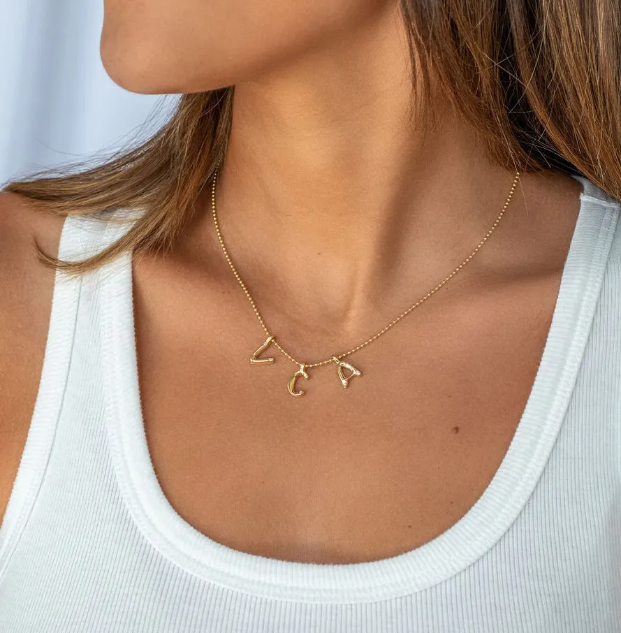 Bubble Diamond Initial Pendant