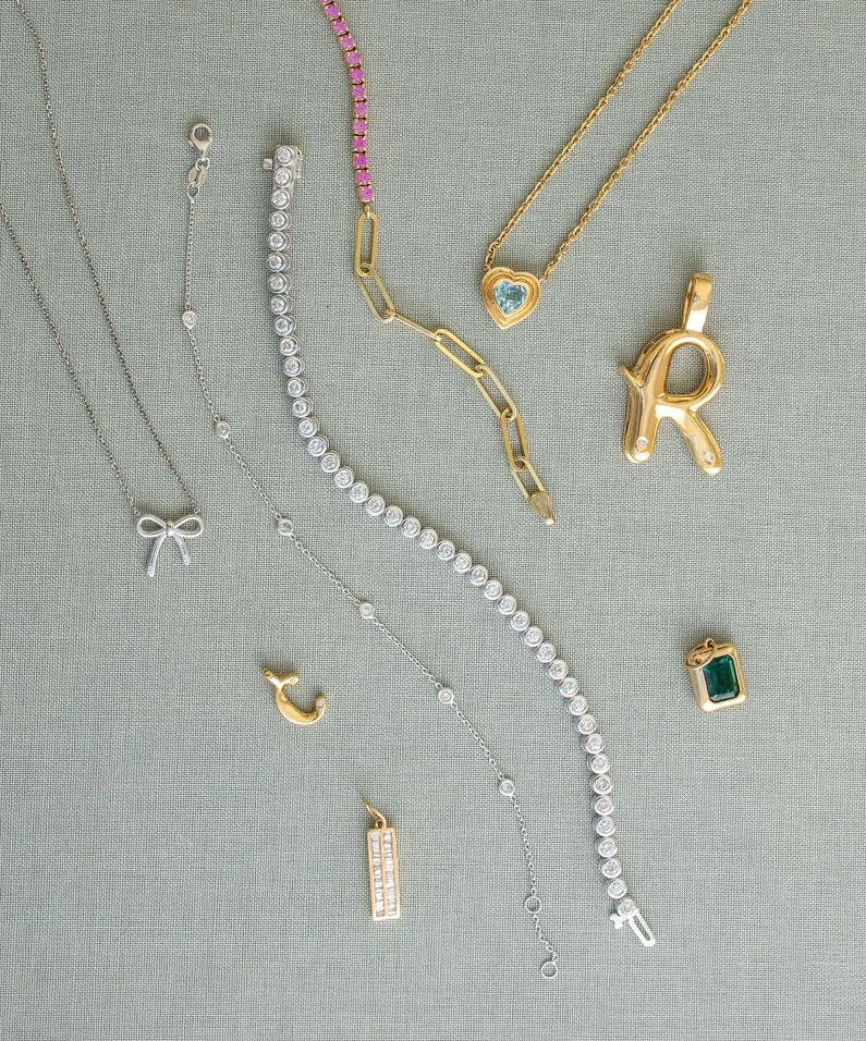 Bubble Diamond Initial Pendant