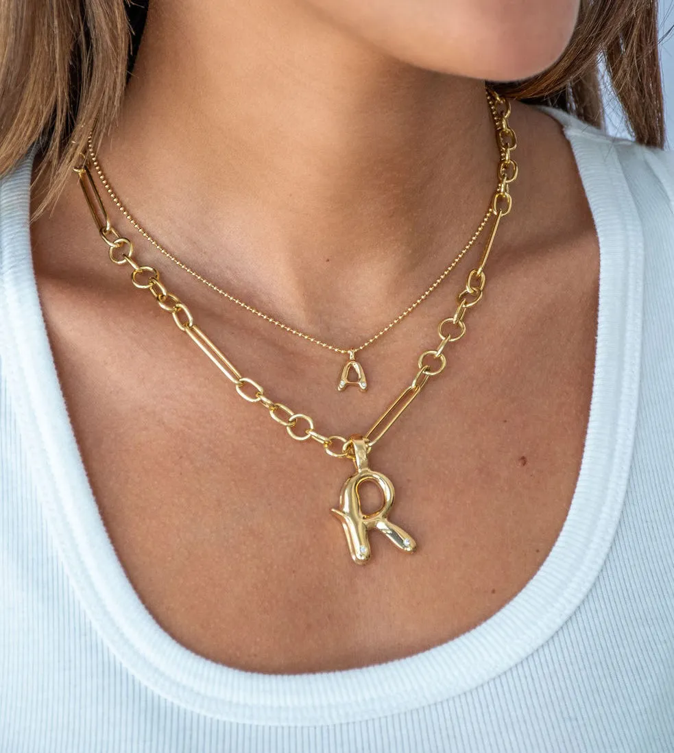 Bubble Diamond Initial Pendant