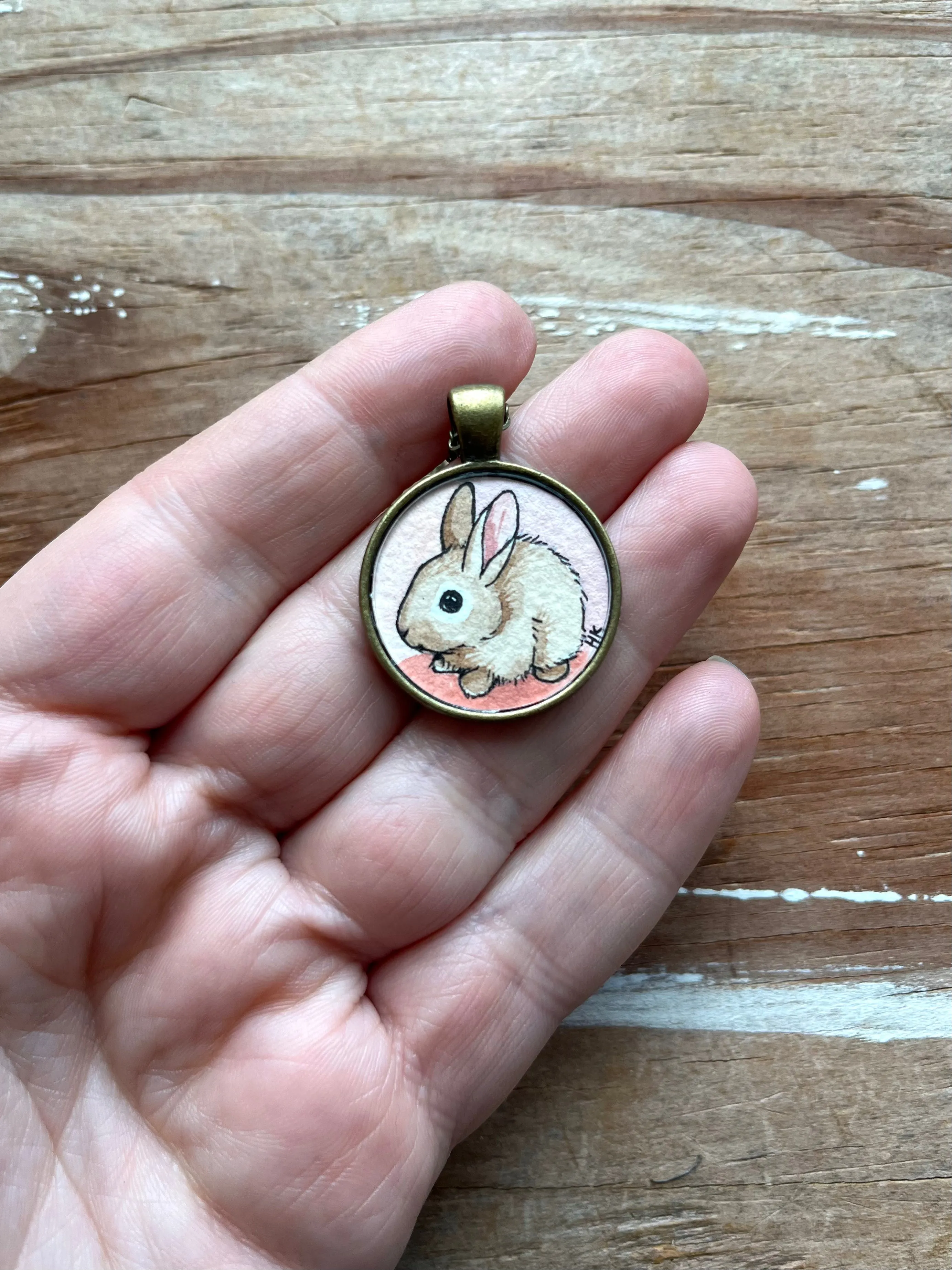 Bunny Necklace - Original Hand Painted Necklace