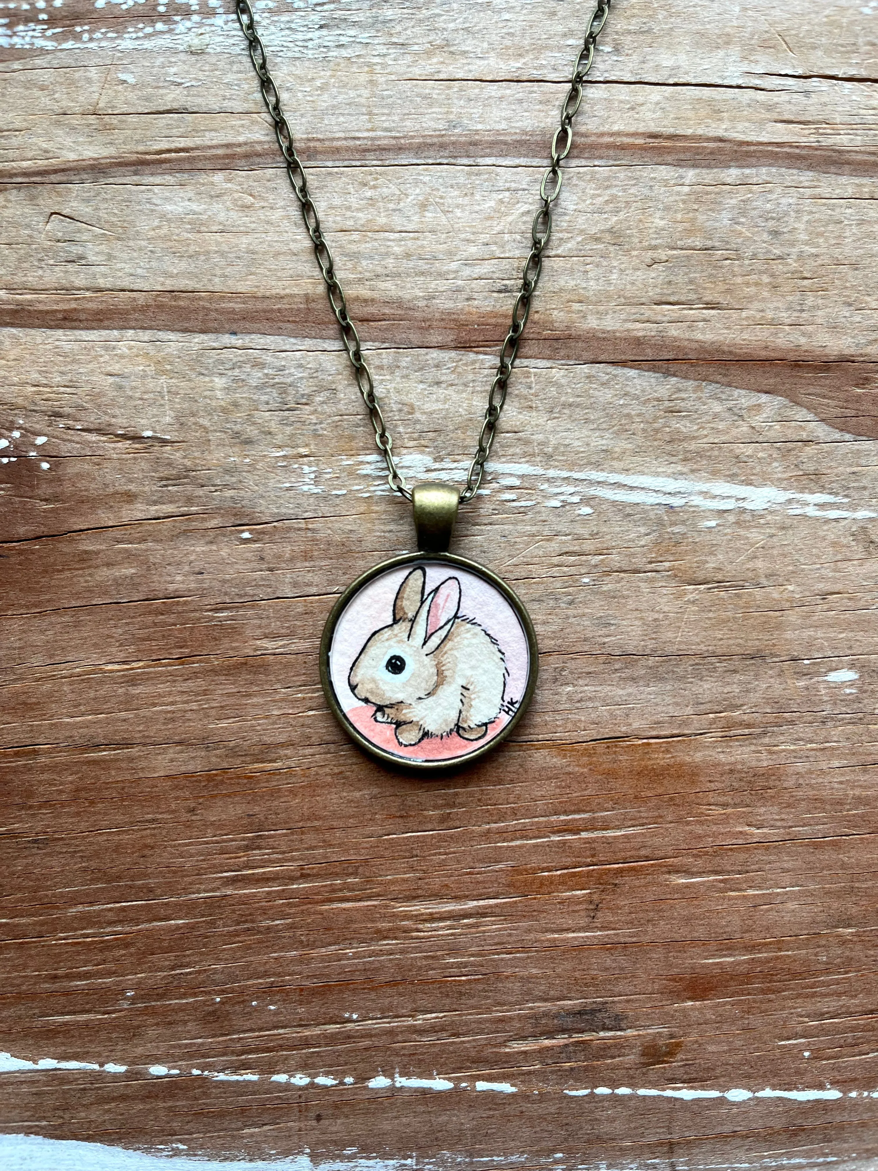 Bunny Necklace - Original Hand Painted Necklace
