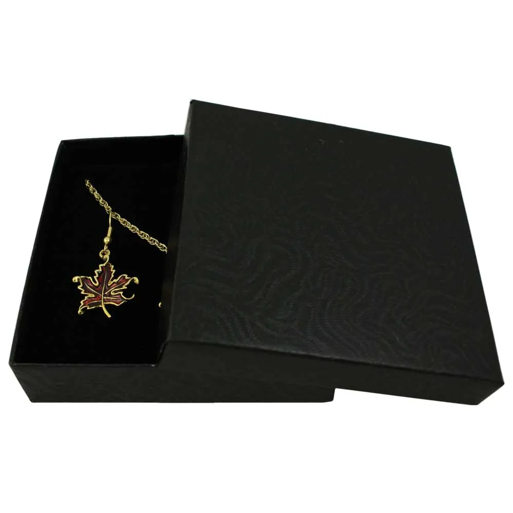 Burgundy Enamel Maple Leaf Necklace and Earring Set - PRL341NBS