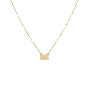 Butterfly Pendant Necklace 14K