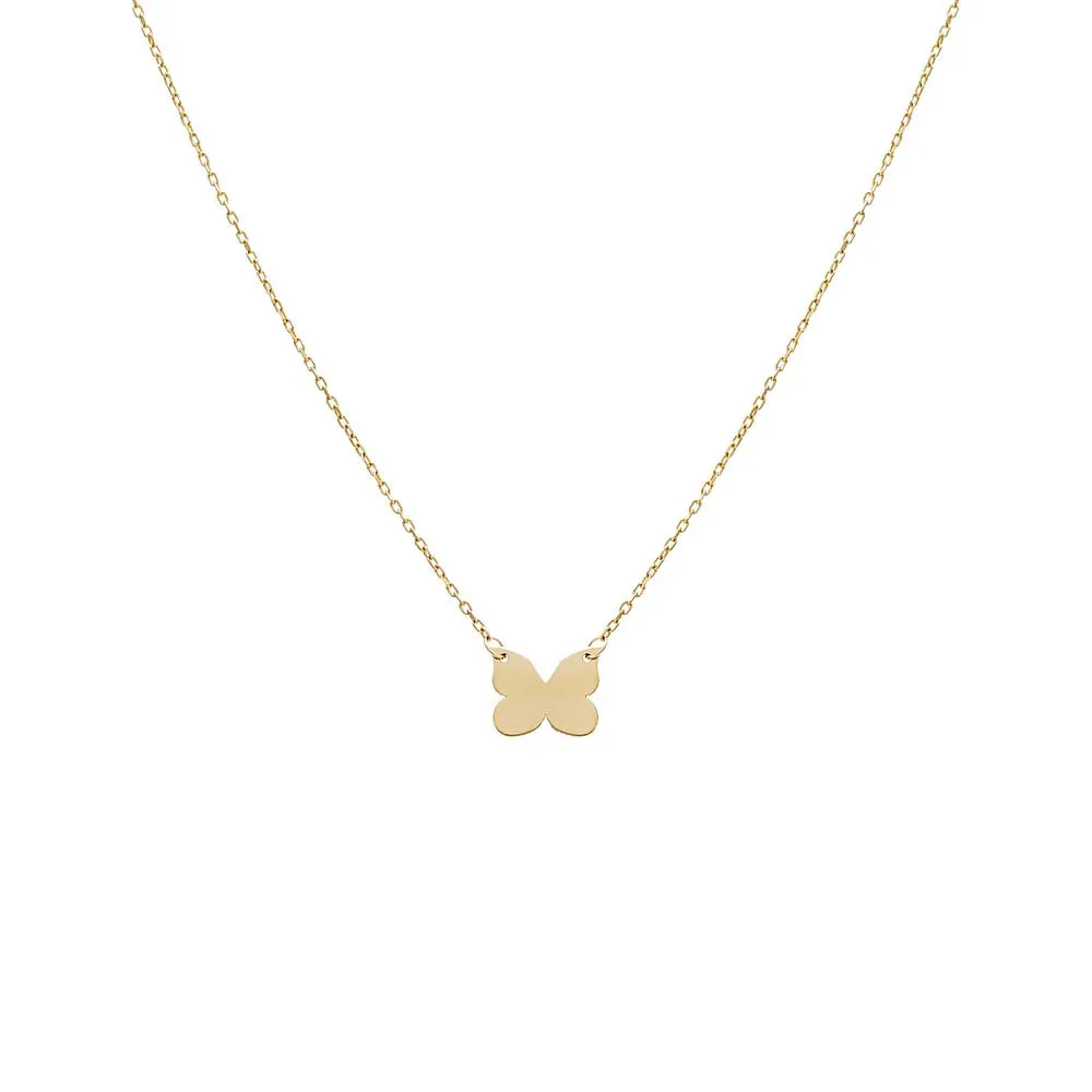 Butterfly Pendant Necklace 14K