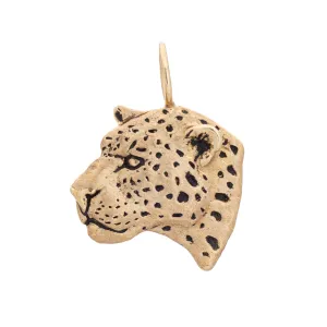 c1993 Gayle Bright Jaguar Bust Pendant Vintage 14k Gold Animal Jewelry