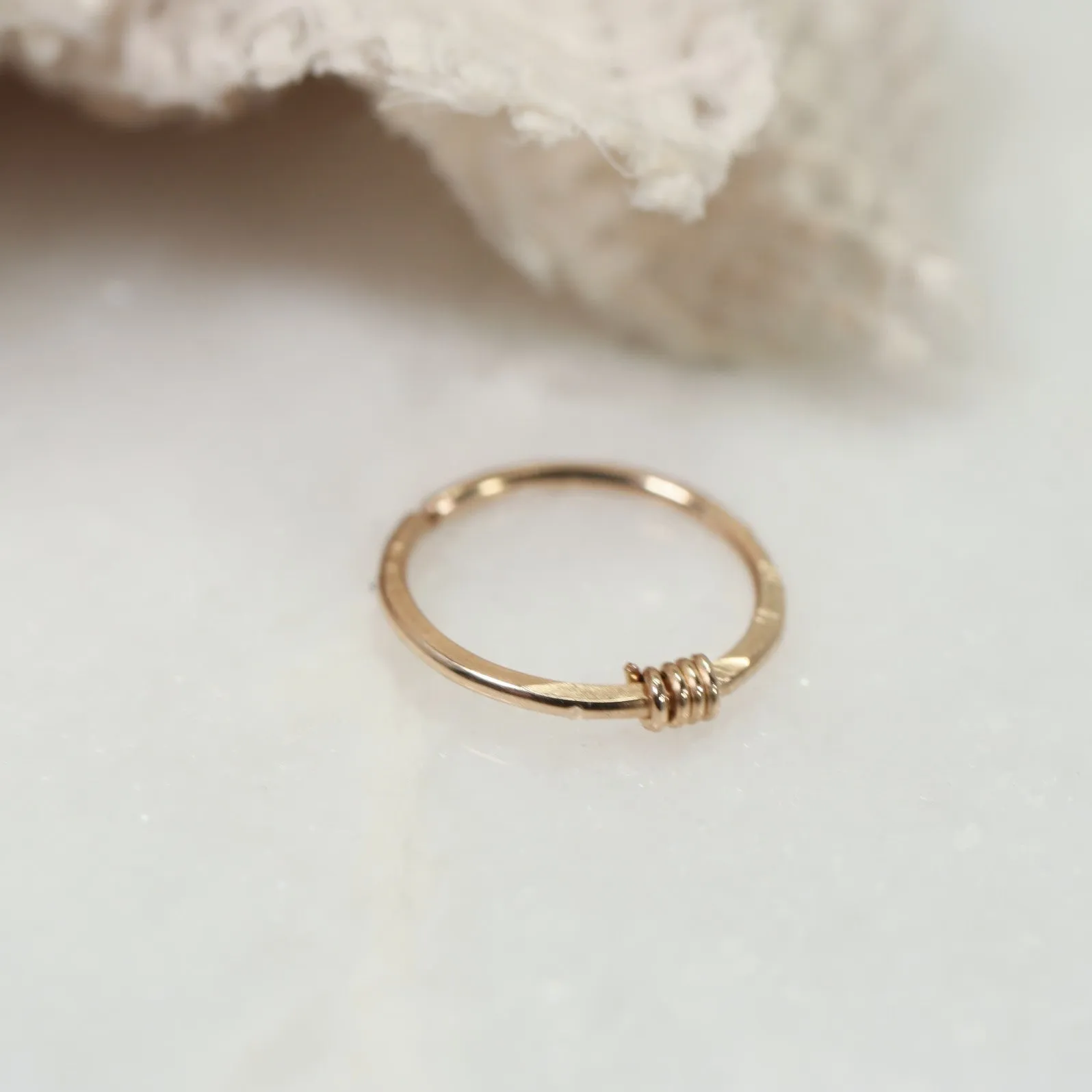 Cartilage Hoop Earring Hammered & Wrapped - ENDLESS Choose Your Diameter, Gauge, Metal