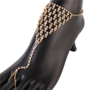 Casting Mesh Anklet With Ring